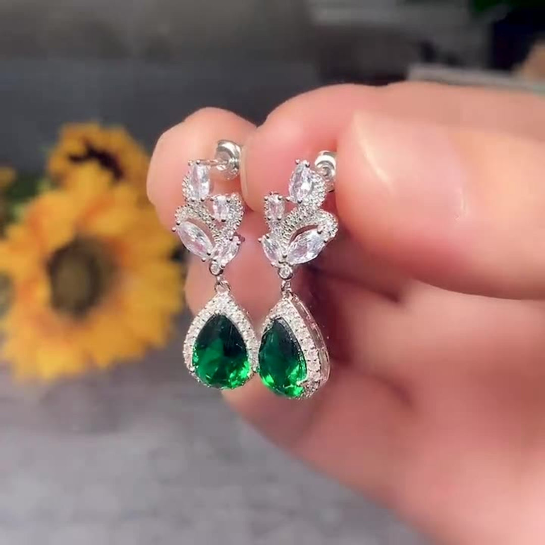 1 Pair Women Earrings Water Drop-shaped Rhinestones Jewelry Sparkling Long Lasting Stud Earrings for Wedding Image 3