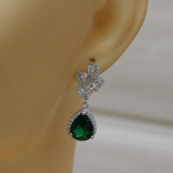 1 Pair Women Earrings Water Drop-shaped Rhinestones Jewelry Sparkling Long Lasting Stud Earrings for Wedding Image 4