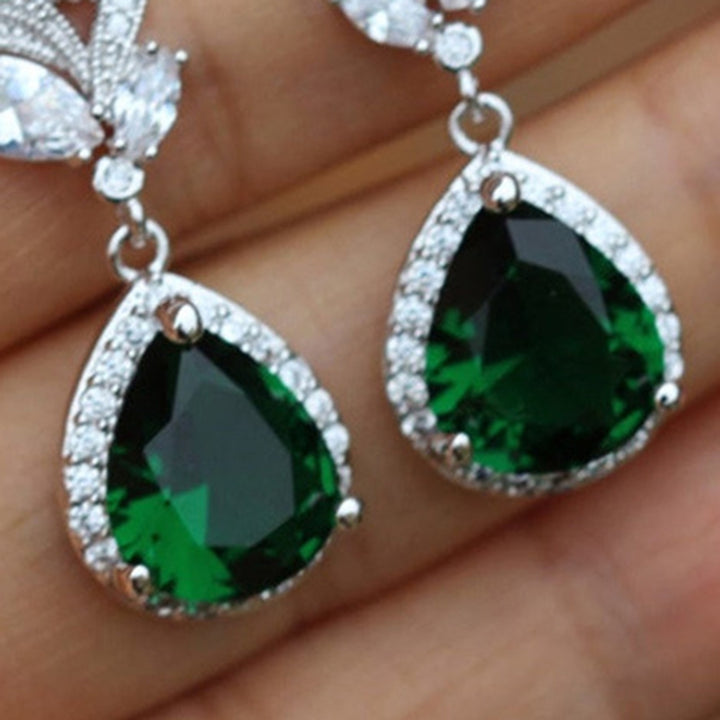 1 Pair Women Earrings Water Drop-shaped Rhinestones Jewelry Sparkling Long Lasting Stud Earrings for Wedding Image 7