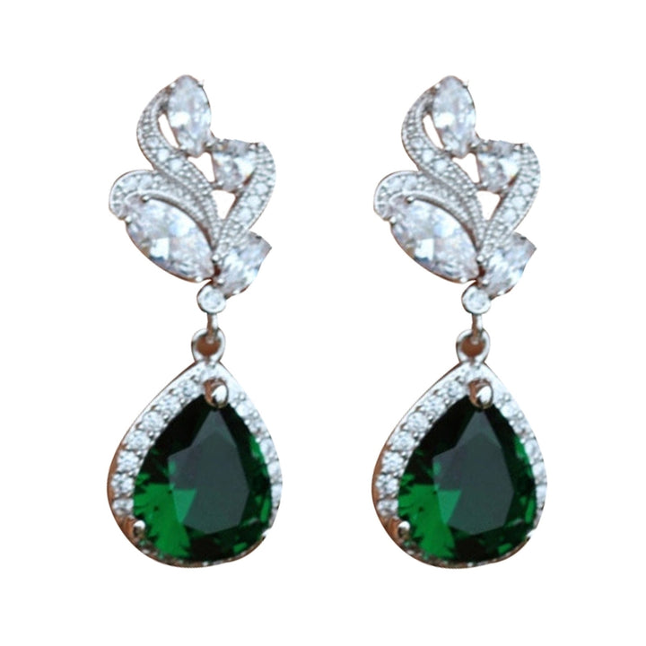 1 Pair Women Earrings Water Drop-shaped Rhinestones Jewelry Sparkling Long Lasting Stud Earrings for Wedding Image 9