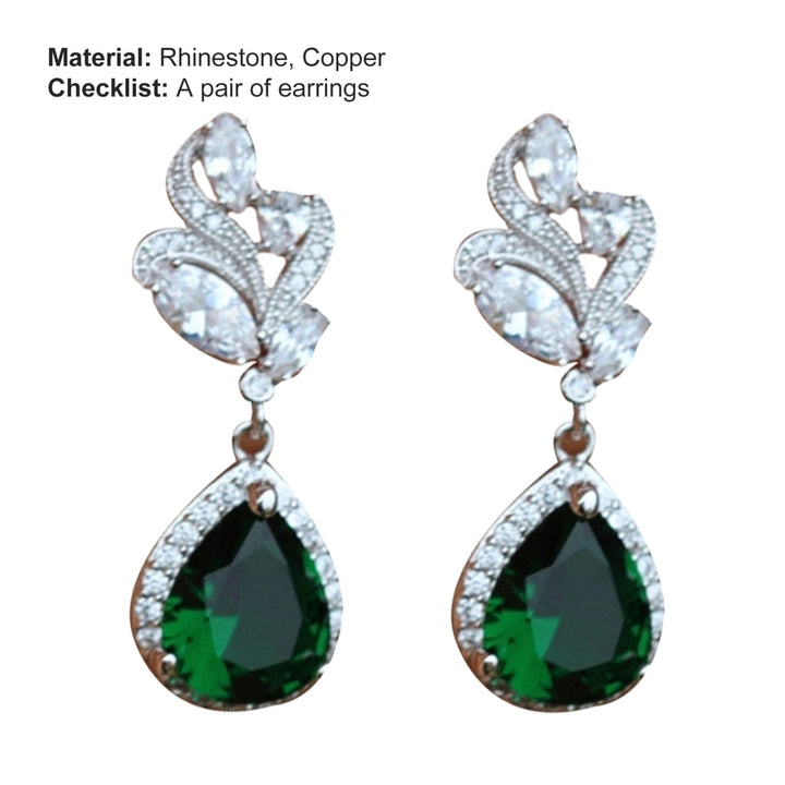 1 Pair Women Earrings Water Drop-shaped Rhinestones Jewelry Sparkling Long Lasting Stud Earrings for Wedding Image 10