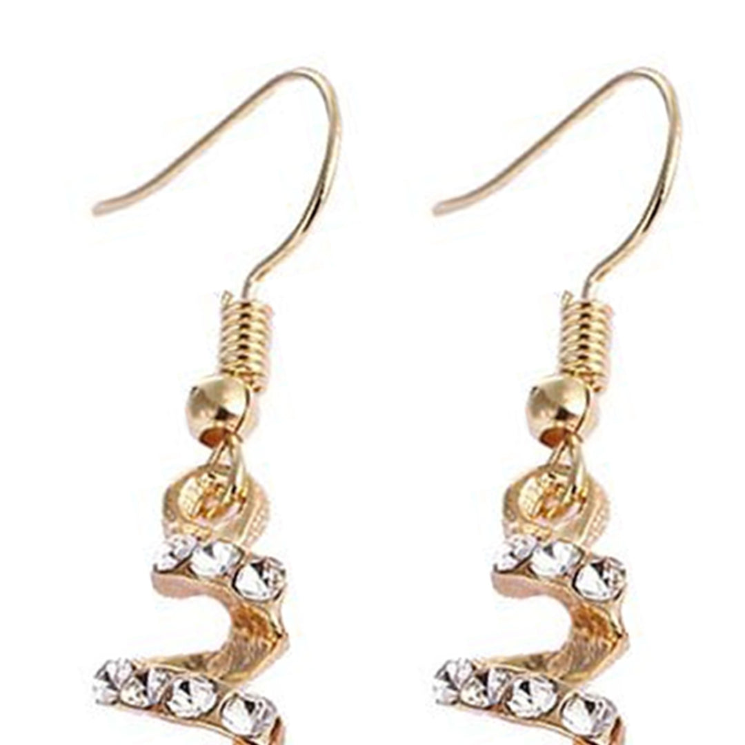 1 Pair Women Earrings Red Rose Big Rhinestone Spiral Charming Hook Earrings for Gift Image 9