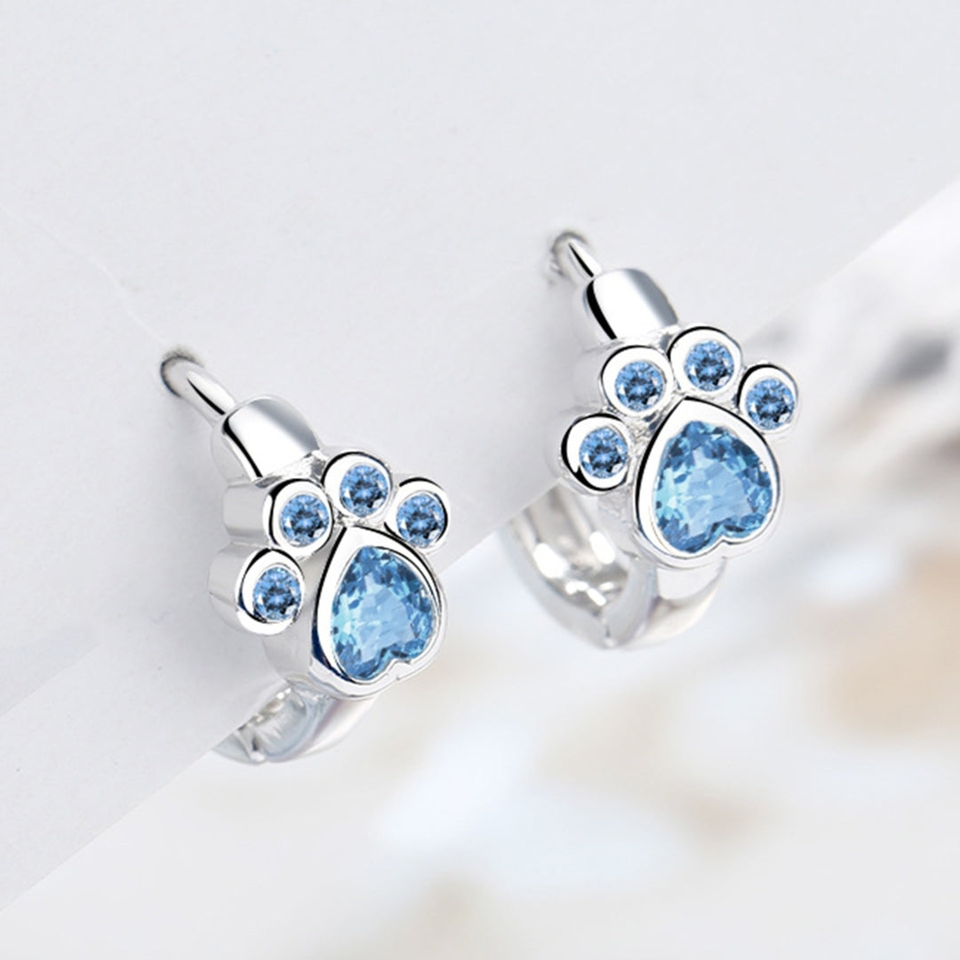 1 Pair Stud Earrings Animal Paw Cubic Zirconia Jewelry Cute Long Lasting Ear Studs for Daily Wear Image 3