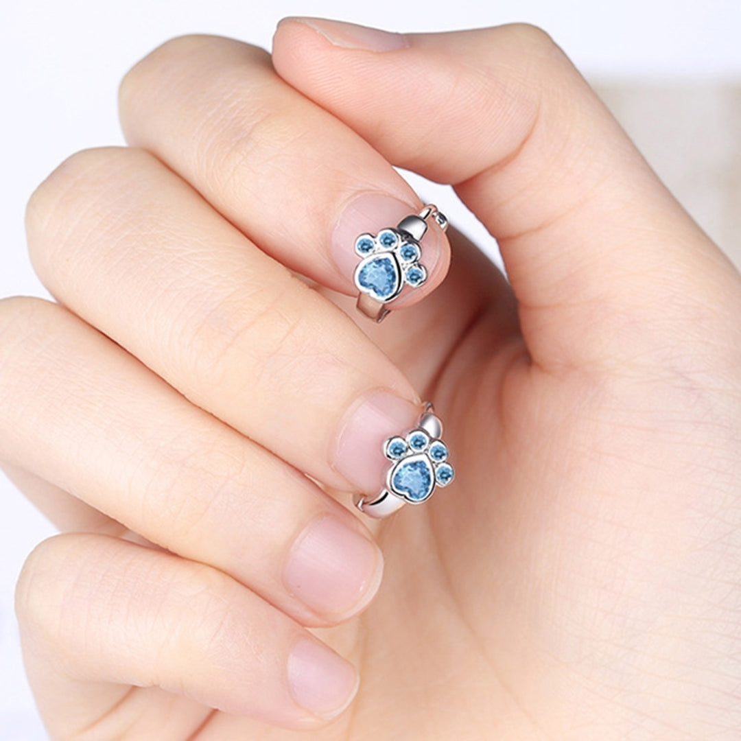 1 Pair Stud Earrings Animal Paw Cubic Zirconia Jewelry Cute Long Lasting Ear Studs for Daily Wear Image 7