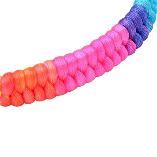 Womens Nightclub Fashion Rainbow Fluorescent Colorful Braided Woven Bracelet Image 2