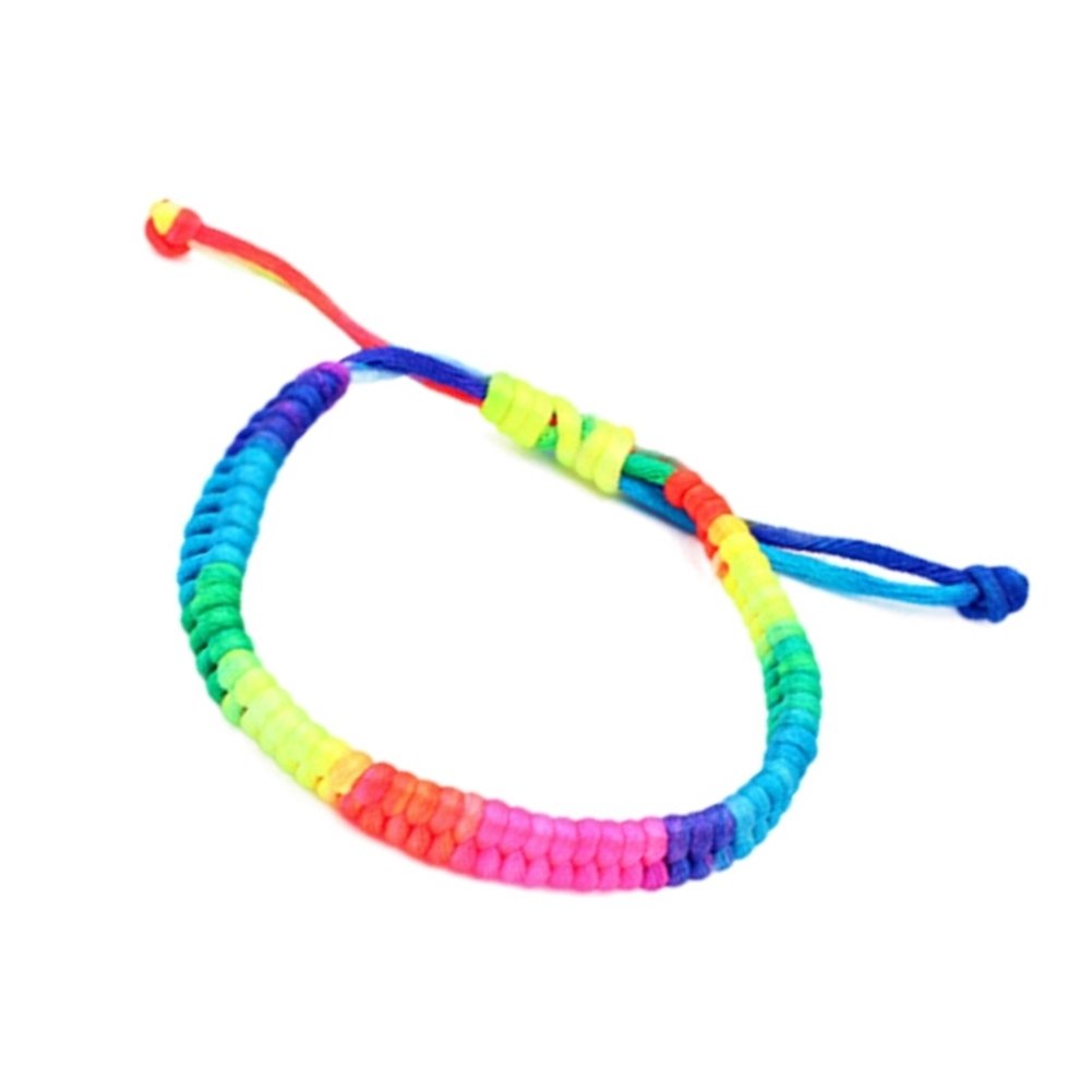 Womens Nightclub Fashion Rainbow Fluorescent Colorful Braided Woven Bracelet Image 4