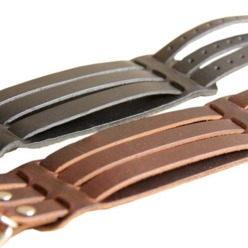 Men Fashion Multilayer Belt Faux Leather Bracelet 3 Buckles Wristband Cuff Bangle Image 4