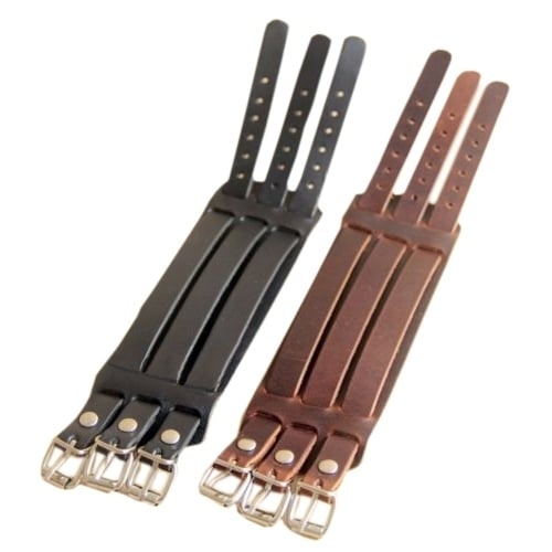 Men Fashion Multilayer Belt Faux Leather Bracelet 3 Buckles Wristband Cuff Bangle Image 4