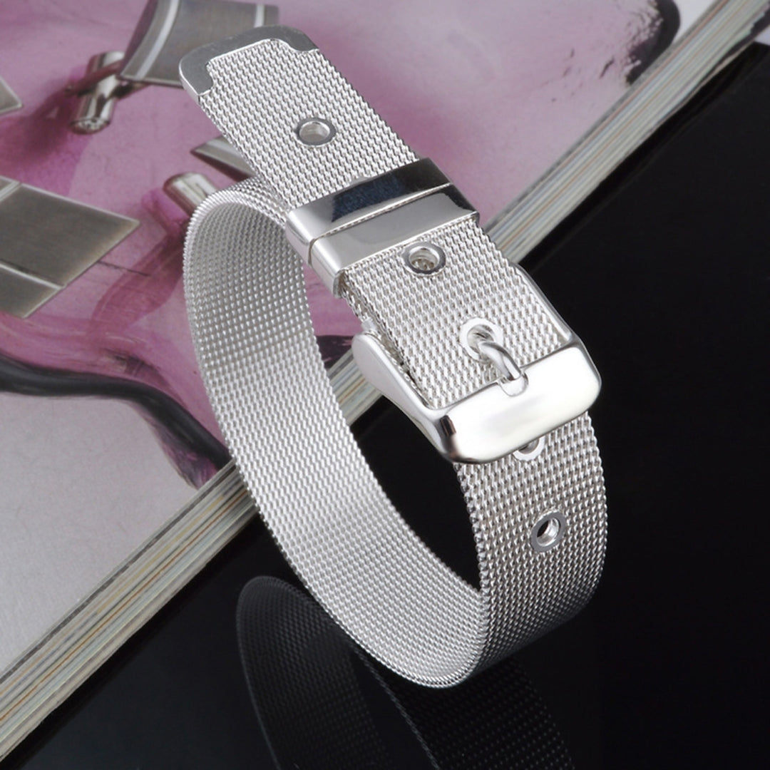 Bracelet Adjustable Fine Workmamship Silver Plated Adjustable Belt Buckle for Daily Wear Image 3