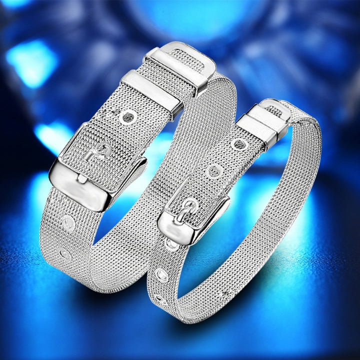 Bracelet Adjustable Fine Workmamship Silver Plated Adjustable Belt Buckle for Daily Wear Image 4