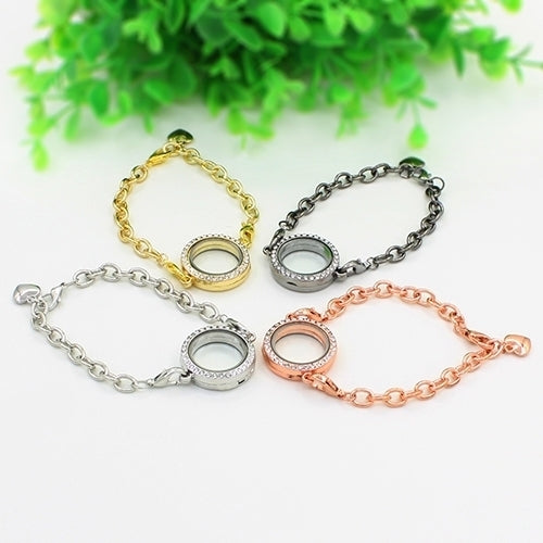 25mm Magnetic Rhinestone Living Memory Locket DIY Bracelet for Floating Charms Image 1