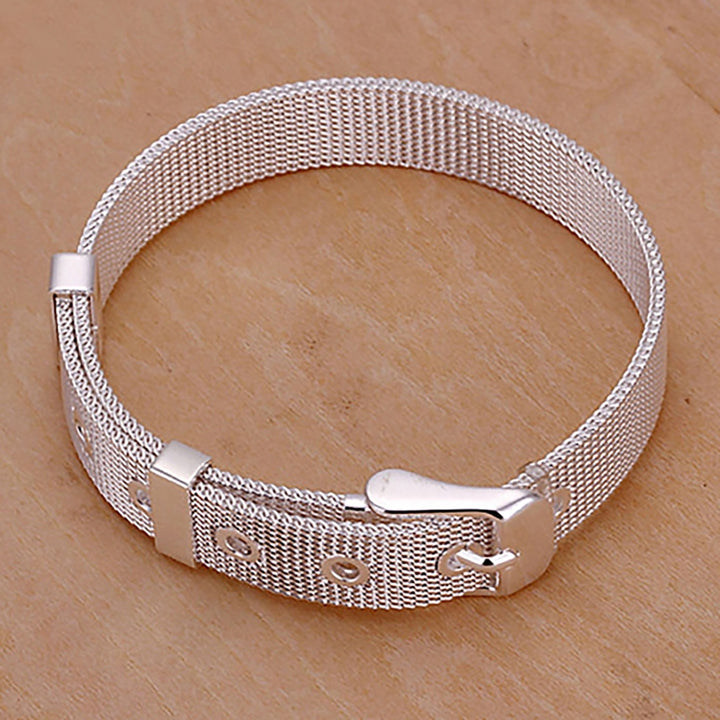 Bracelet Adjustable Fine Workmamship Silver Plated Adjustable Belt Buckle for Daily Wear Image 6