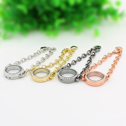 25mm Magnetic Rhinestone Living Memory Locket DIY Bracelet for Floating Charms Image 2