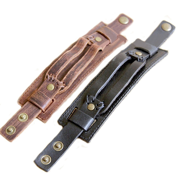 Mens Retro Faux Leather Buckle Punk Cuff Bangle Wristband Bracelet Jewelry Image 8