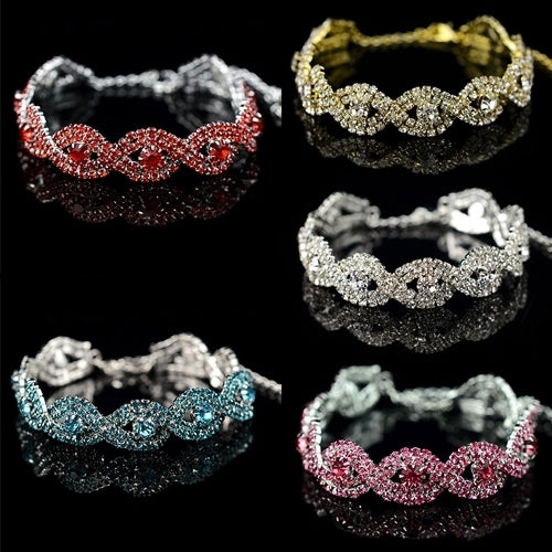 Womens Luxury Spiral Rhinestone Bangle Wedding Party Bracelet Jewelry Gift Image 1