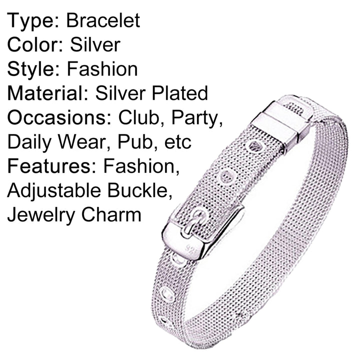 Bracelet Adjustable Fine Workmamship Silver Plated Adjustable Belt Buckle for Daily Wear Image 11