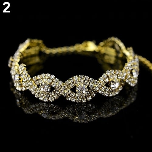 Womens Luxury Spiral Rhinestone Bangle Wedding Party Bracelet Jewelry Gift Image 3