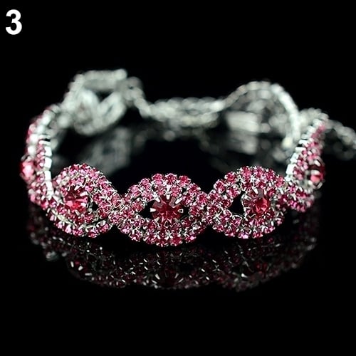 Womens Luxury Spiral Rhinestone Bangle Wedding Party Bracelet Jewelry Gift Image 4