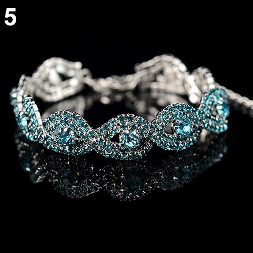 Womens Luxury Spiral Rhinestone Bangle Wedding Party Bracelet Jewelry Gift Image 6