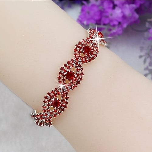 Womens Luxury Spiral Rhinestone Bangle Wedding Party Bracelet Jewelry Gift Image 11