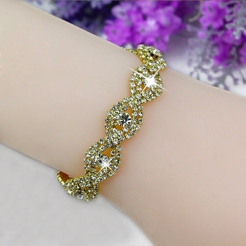 Womens Luxury Spiral Rhinestone Bangle Wedding Party Bracelet Jewelry Gift Image 12