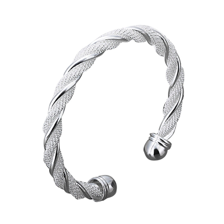 Womens Fashion Simple Silver Plated Twist Cuff Bangle Open Bracelet Jewelry Gift Image 1