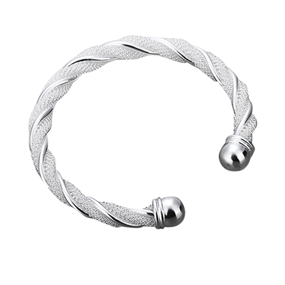 Womens Fashion Simple Silver Plated Twist Cuff Bangle Open Bracelet Jewelry Gift Image 2