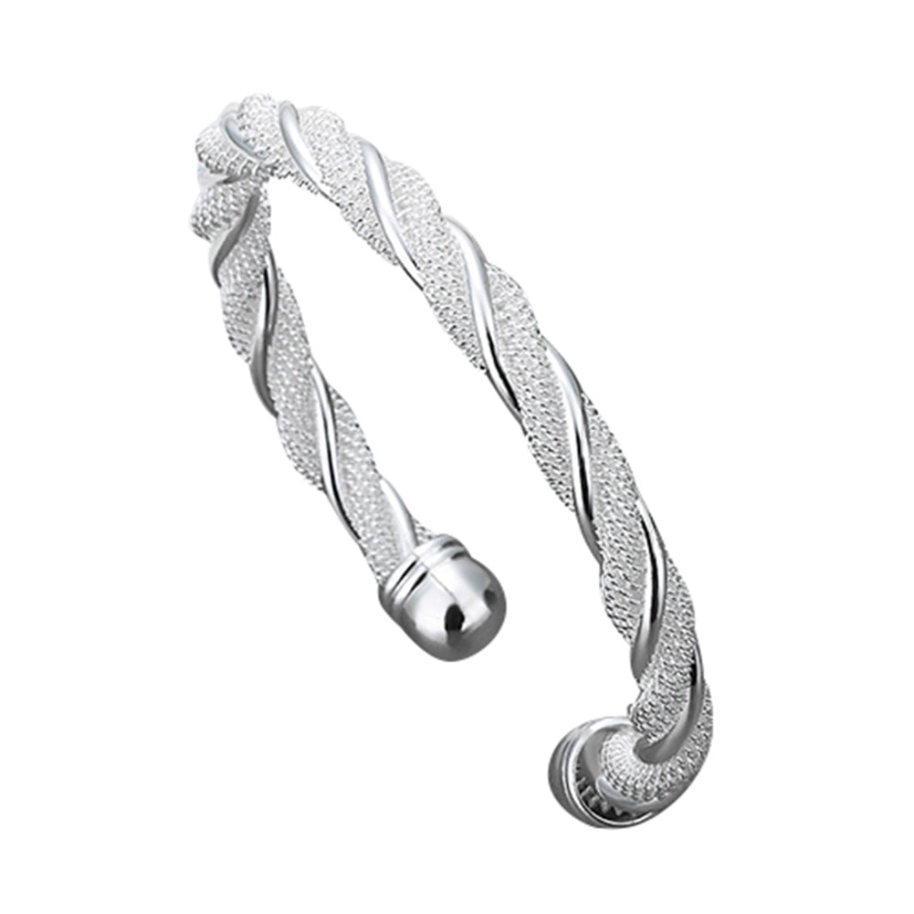 Womens Fashion Simple Silver Plated Twist Cuff Bangle Open Bracelet Jewelry Gift Image 3