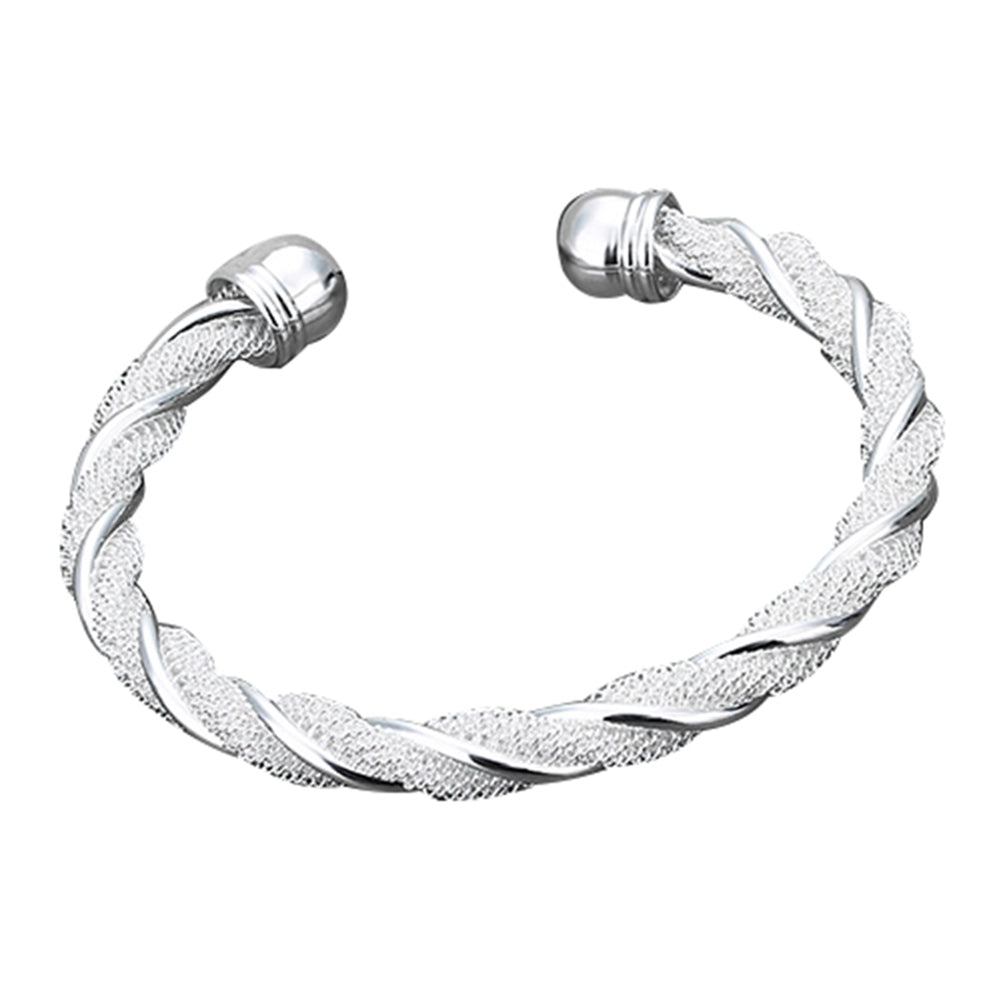 Womens Fashion Simple Silver Plated Twist Cuff Bangle Open Bracelet Jewelry Gift Image 4