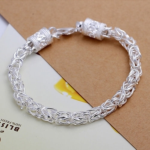 Women Fashion Simple Design Silver Plated Charm Jewelry Chain Bangle Bracelet Image 1