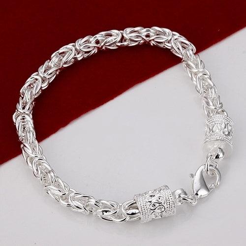 Women Fashion Simple Design Silver Plated Charm Jewelry Chain Bangle Bracelet Image 2