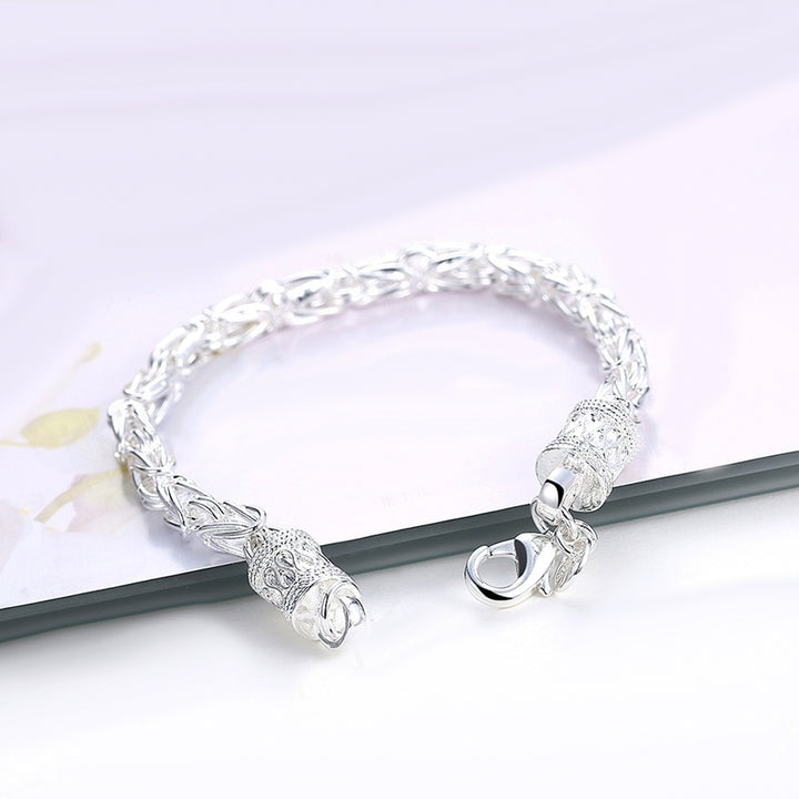 Women Fashion Simple Design Silver Plated Charm Jewelry Chain Bangle Bracelet Image 4