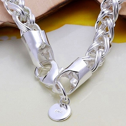 Womens Chic Simple Silver Plated Knotted Braided Chain Bangle Gift Bracelet Image 3