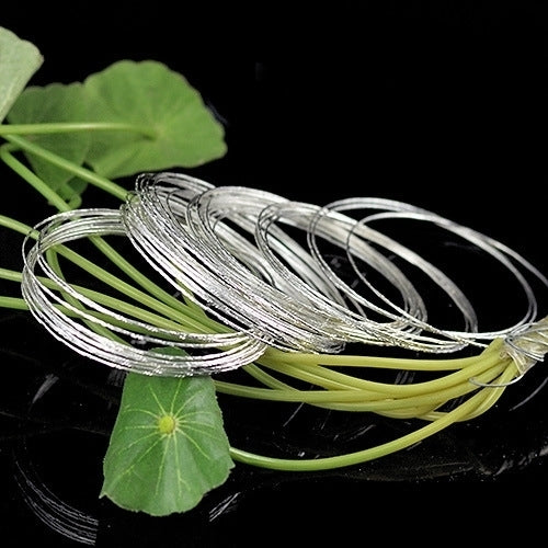 100 Pcs Bracelets Silver Plated Steel Wire Cuff Slim Bangle Bracelet Set Image 3