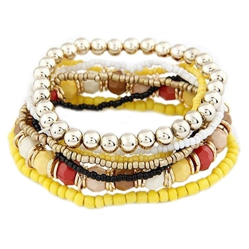 Womens Bohemia Style Multilayer Acrylic Beads Summer Beach Bracelet Bangle Image 2