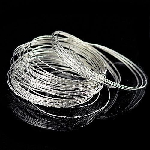 100 Pcs Bracelets Silver Plated Steel Wire Cuff Slim Bangle Bracelet Set Image 4