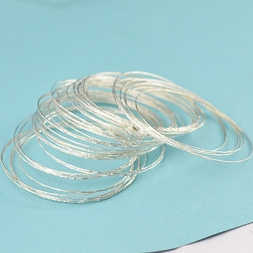 100 Pcs Bracelets Silver Plated Steel Wire Cuff Slim Bangle Bracelet Set Image 6