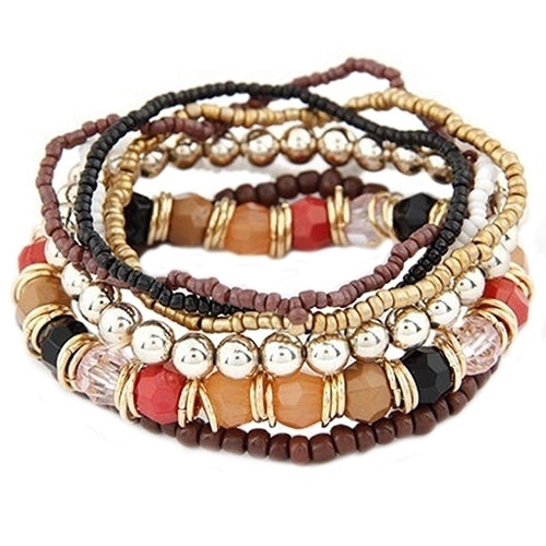 Womens Bohemia Style Multilayer Acrylic Beads Summer Beach Bracelet Bangle Image 4