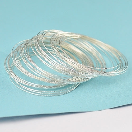 100 Pcs Bracelets Silver Plated Steel Wire Cuff Slim Bangle Bracelet Set Image 7