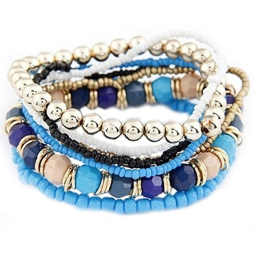 Womens Bohemia Style Multilayer Acrylic Beads Summer Beach Bracelet Bangle Image 6