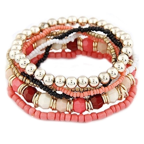 Womens Bohemia Style Multilayer Acrylic Beads Summer Beach Bracelet Bangle Image 7