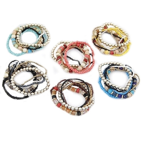 Womens Bohemia Style Multilayer Acrylic Beads Summer Beach Bracelet Bangle Image 9