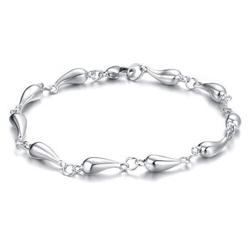 Women Fashion Silver Plated Waterdrop Link Chain Bracelet Bangle Jewelry Gift Image 1