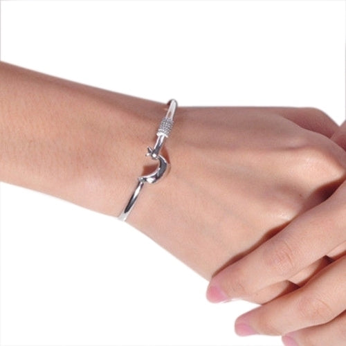 Womens Fashion Silver Plated Dolphin Wristband Bangle Cuff Bracelet Jewelry Image 6