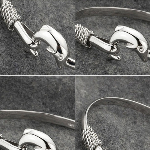 Womens Fashion Silver Plated Dolphin Wristband Bangle Cuff Bracelet Jewelry Image 8