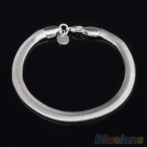 Unisex Fashion Silver Plated 6mm Snake Chain Lobster Clasp Bracelet Bangle Gift Image 1