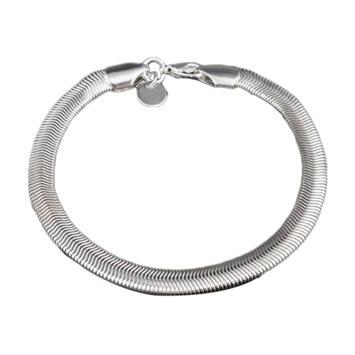 Unisex Fashion Silver Plated 6mm Snake Chain Lobster Clasp Bracelet Bangle Gift Image 7