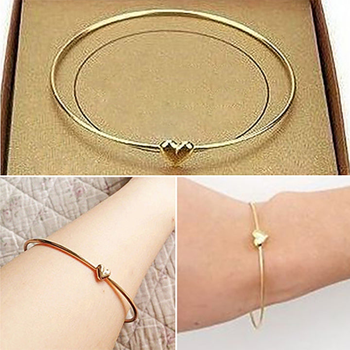 Bangle Non-fading Love Heart Pattern Electric-plated Alloy Charming Women Bracelet for Dairy Life Image 2