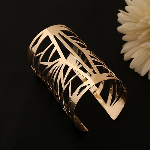 Fashion Golden Hollow Patterned Bangle Opening Cuff Barcelet Jewelry Gift Image 1