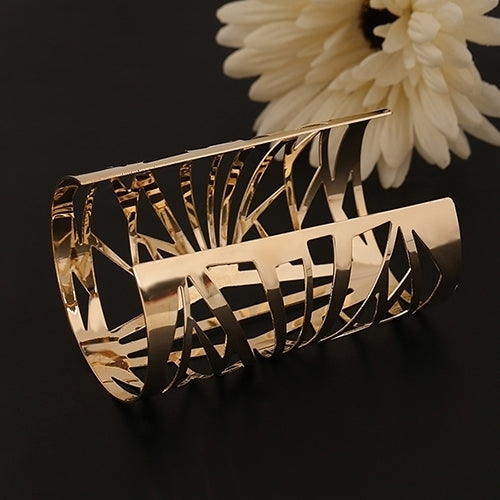 Fashion Golden Hollow Patterned Bangle Opening Cuff Barcelet Jewelry Gift Image 3